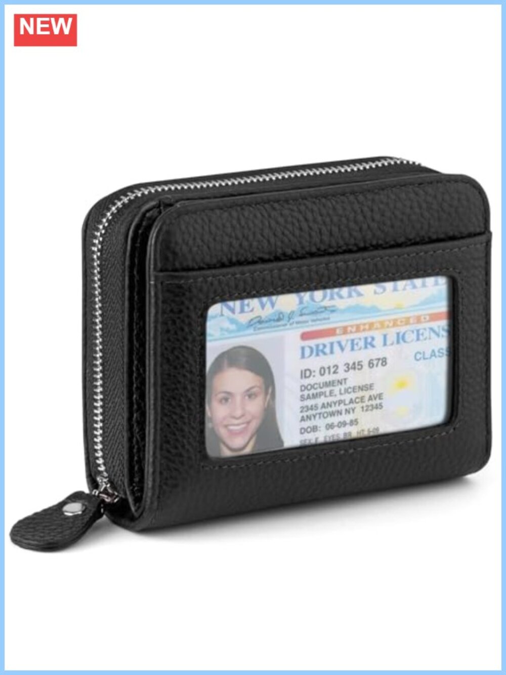 Genuine Leather RFID Wallet Small Slim Card Holder ID Window Zipper Coin Purse